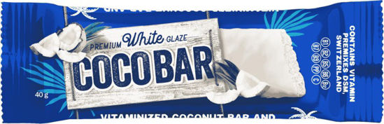 Вітамінізований кокосовий батончик Coco Bar (Коко Бар) у білій кондитерській глазурі 40 г